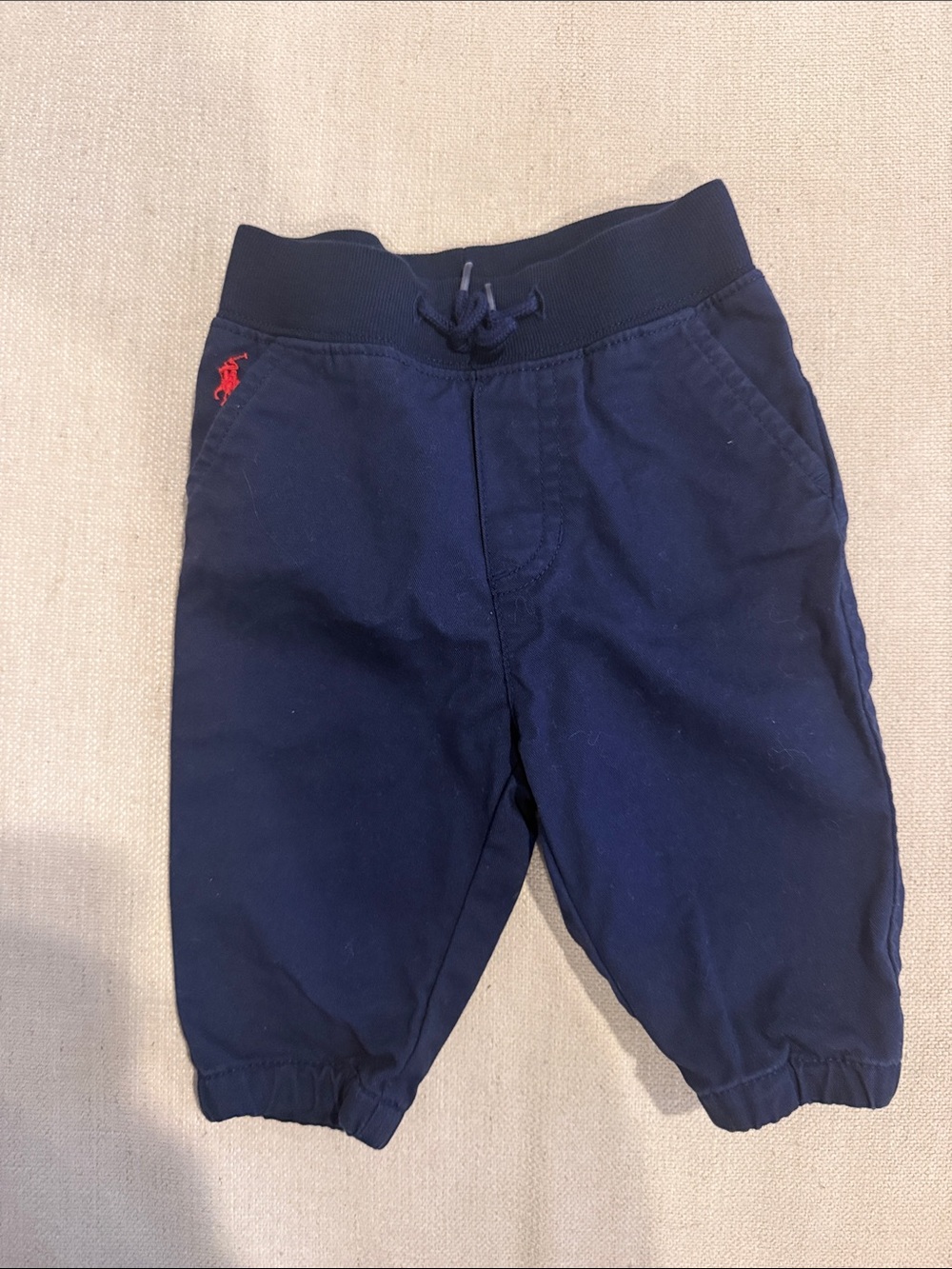 Ralph Lauren Navy Chino Pants with Red Polo Logo
